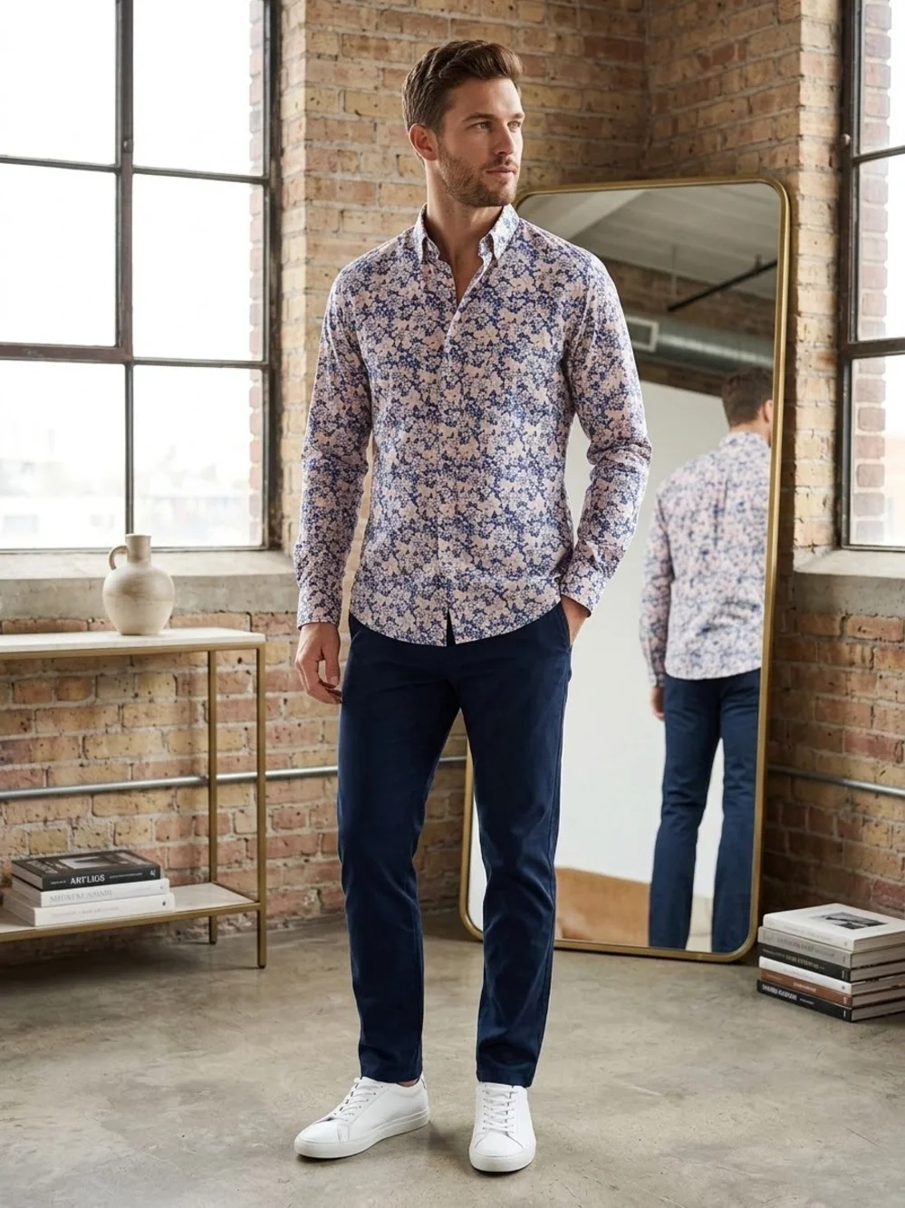 J. Crew Secret Wash Stretch Organic Cotton Floral Poplin Preppy Slim Fit Small